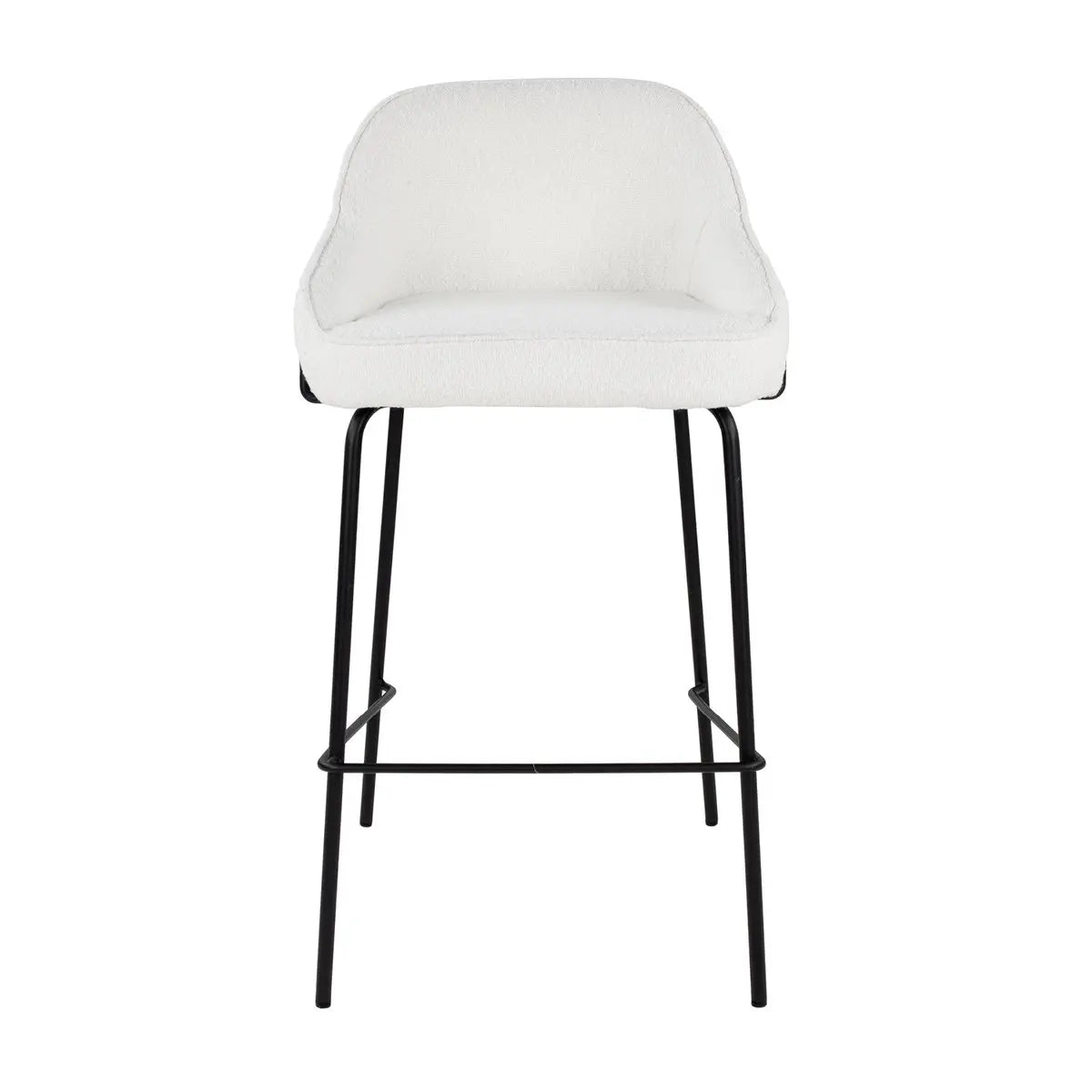 Barstuhl – Bouclé Stoff, Metallrahmen, Rückenlehne Design, Weiß - Sepp | Kick