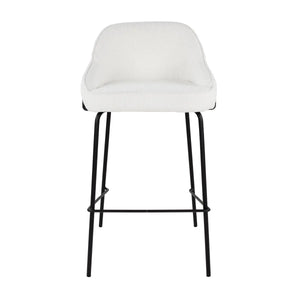 Barstuhl – Bouclé Stoff, Metallrahmen, Rückenlehne Design, Weiß - Sepp | Kick
