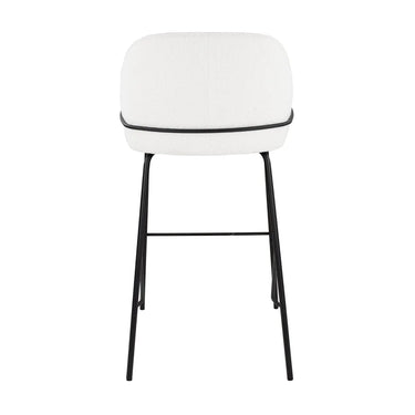 Barhocker – Weißer Bouclé, Schwarzes Metall, Markante Form - Sepp | Kick Collection