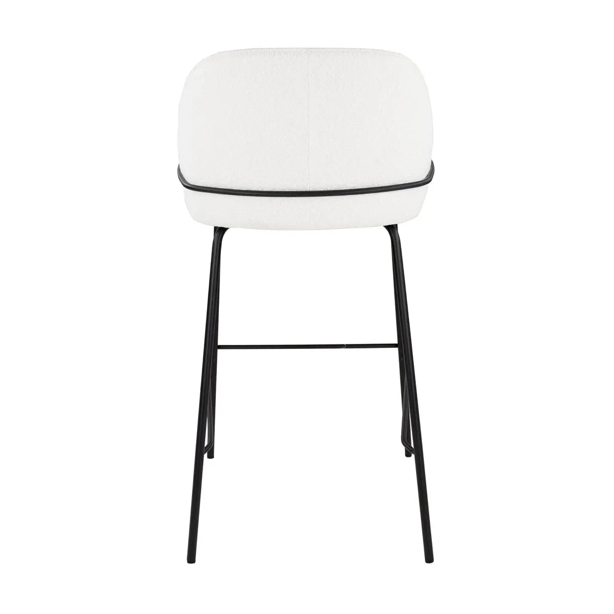 Barstuhl – Bouclé Stoff, Metallrahmen, Rückenlehne Design, Weiß - Sepp | Kick