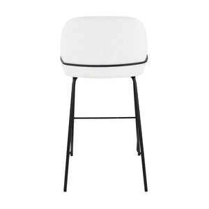 Barstuhl – Bouclé Stoff, Metallrahmen, Rückenlehne Design, Weiß - Sepp | Kick