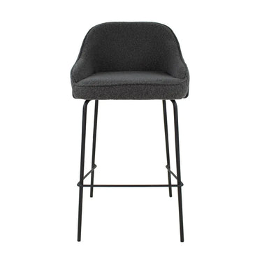 Barhocker – Dunkelgrauer Bouclé, Schwarzes Metall, Markante Form - Sepp | Kick Collection