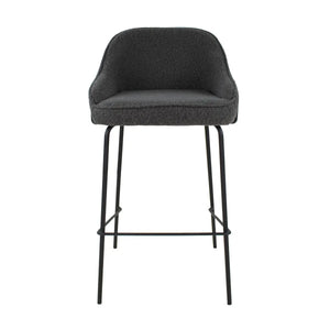 Barstuhl – Bouclé Stoff, Metallrahmen, Rückenlehne Design, Dunkelgrau - Sepp | Kick
