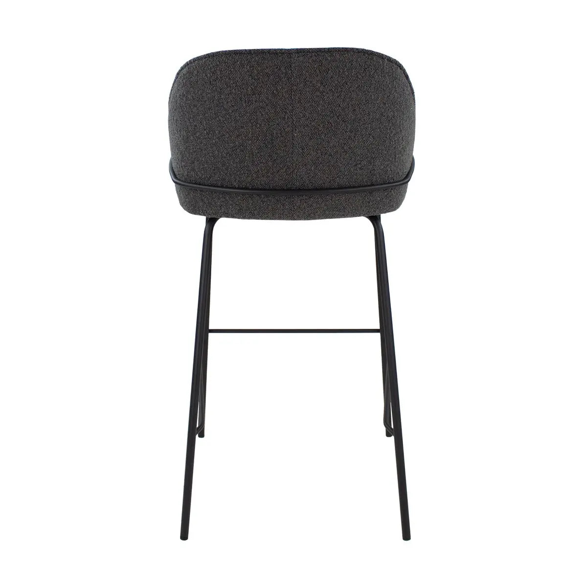 Barstuhl – Bouclé Stoff, Metallrahmen, Rückenlehne Design, Dunkelgrau - Sepp | Kick