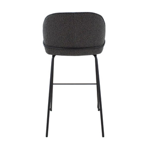 Barstuhl – Bouclé Stoff, Metallrahmen, Rückenlehne Design, Dunkelgrau - Sepp | Kick