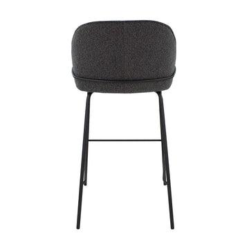 Barstuhl – Bouclé Stoff, Metallrahmen, Rückenlehne Design, Dunkelgrau - Sepp | Kick