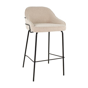 Bouclé Fabric Bar Stool Comfortable Backrest Black Metal Frame with Footrest – Sepp | Kick Collection