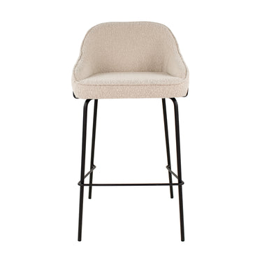 Bouclé Fabric Bar Stool Comfortable Backrest Black Metal Frame with Footrest – Sepp | Kick Collection