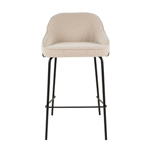 Bouclé Fabric Bar Stool Comfortable Backrest Black Metal Frame with Footrest – Sepp | Kick Collection