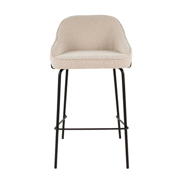 Barstuhl – Bouclé Stoff, Metallrahmen, Rückenlehne Design, Beige - Sepp | Kick