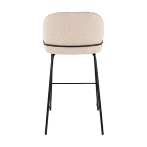 Bouclé Fabric Bar Stool Comfortable Backrest Black Metal Frame with Footrest – Sepp | Kick Collection