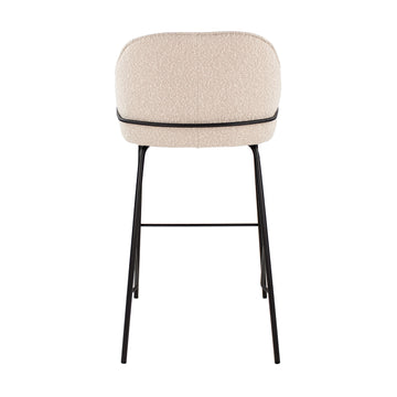 Barstuhl – Bouclé Stoff, Metallrahmen, Rückenlehne Design, Beige - Sepp | Kick