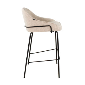 Bouclé Fabric Bar Stool Comfortable Backrest Black Metal Frame with Footrest – Sepp | Kick Collection