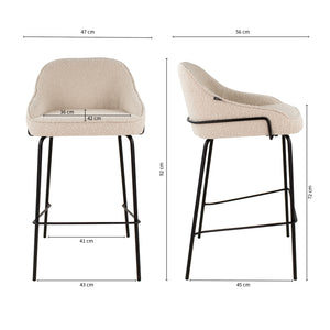 Bouclé Fabric Bar Stool Comfortable Backrest Black Metal Frame with Footrest – Sepp | Kick Collection