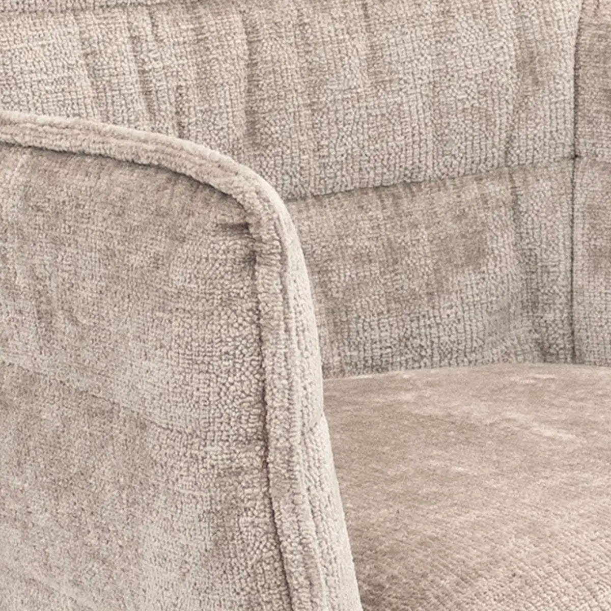 Esszimmerstuhl – Graubeiger Ton, Chenille Bezug, Geschwungene Rückenlehne - Goos | Kick Collection