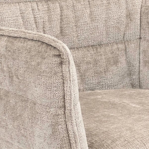 Esszimmerstuhl – Graubeiger Ton, Chenille Bezug, Geschwungene Rückenlehne - Goos | Kick Collection