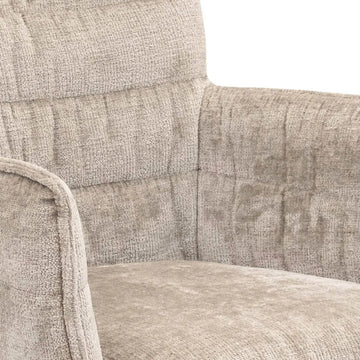 Esszimmerstuhl – Graubeiger Ton, Chenille Bezug, Geschwungene Rückenlehne - Goos | Kick Collection