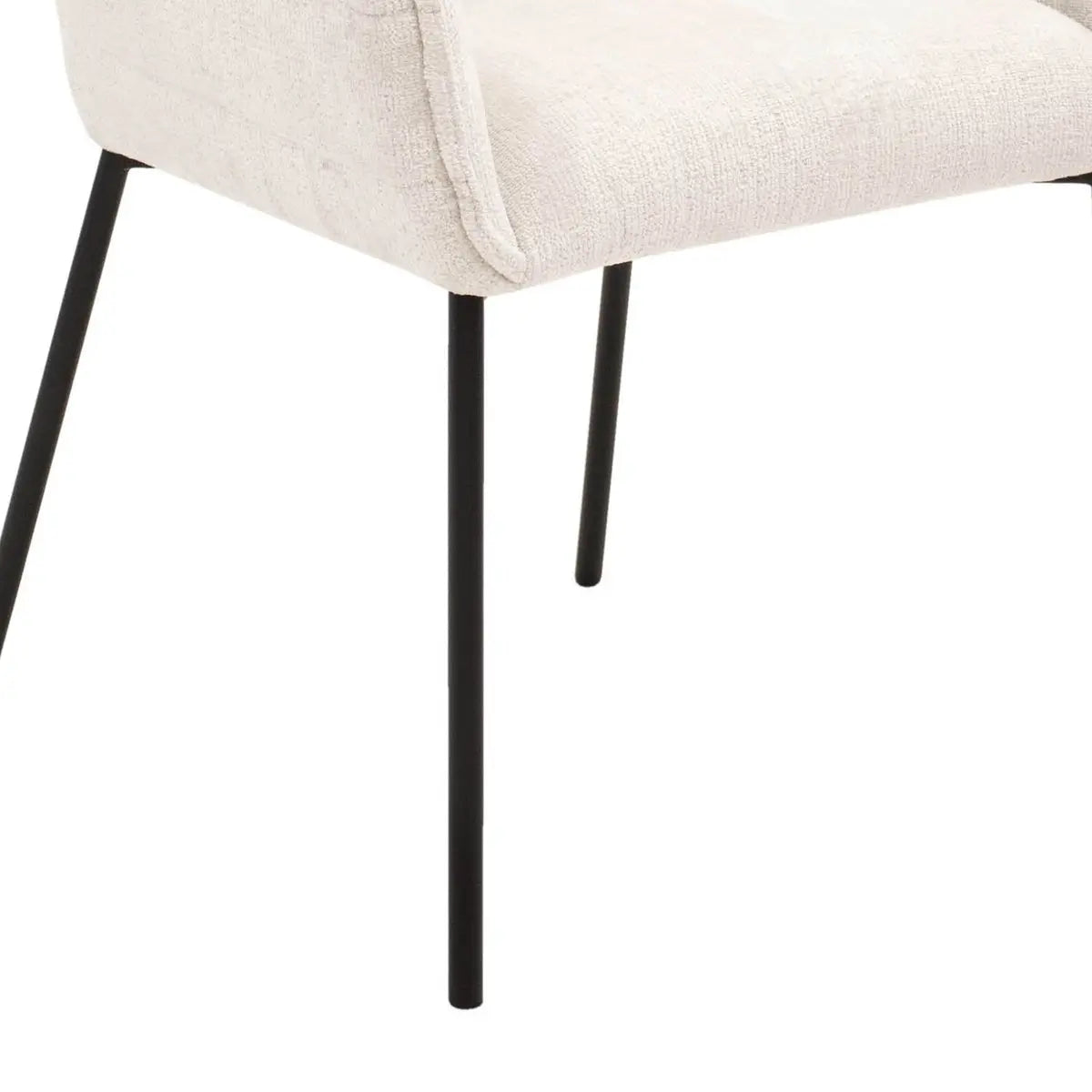 Esszimmerstuhl – Cremefarbener Ton, Chenille Bezug, Geschwungene Rückenlehne - Goos | Kick Collection