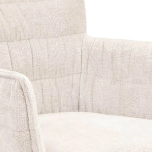 Esszimmerstuhl – Cremefarbener Ton, Chenille Bezug, Geschwungene Rückenlehne - Goos | Kick Collection