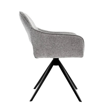 Drehstuhl – Dunkelgrauer Stoff, Schwarzes Metall, Drehbare Form - Miyo | Kick Collection