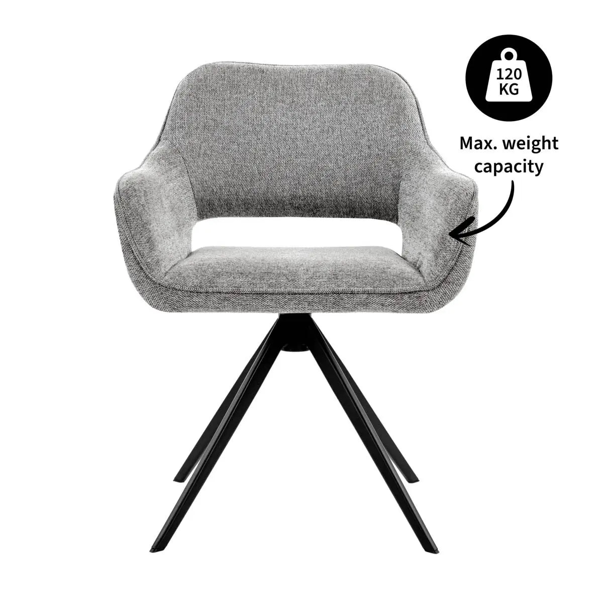 Drehstuhl – Dunkelgrauer Stoff, Schwarzes Metall, Drehbare Form - Miyo | Kick Collection