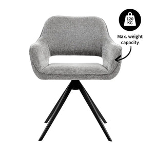 Drehstuhl – Dunkelgrauer Stoff, Schwarzes Metall, Drehbare Form - Miyo | Kick Collection