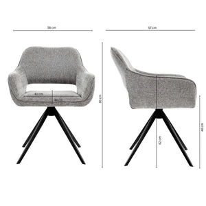 Drehstuhl – Dunkelgrauer Stoff, Schwarzes Metall, Drehbare Form - Miyo | Kick Collection