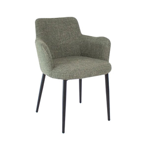 Esszimmerstuhl – Grüne Farbe, Texturstoff Bezug, Schwarzes Metallgestell - Emma | Kick Collection