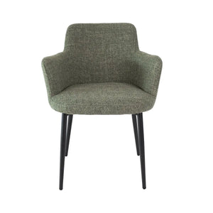 Esszimmerstuhl – Grüne Farbe, Texturstoff Bezug, Schwarzes Metallgestell - Emma | Kick Collection