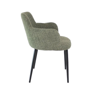 Esszimmerstuhl – Grüne Farbe, Texturstoff Bezug, Schwarzes Metallgestell - Emma | Kick Collection