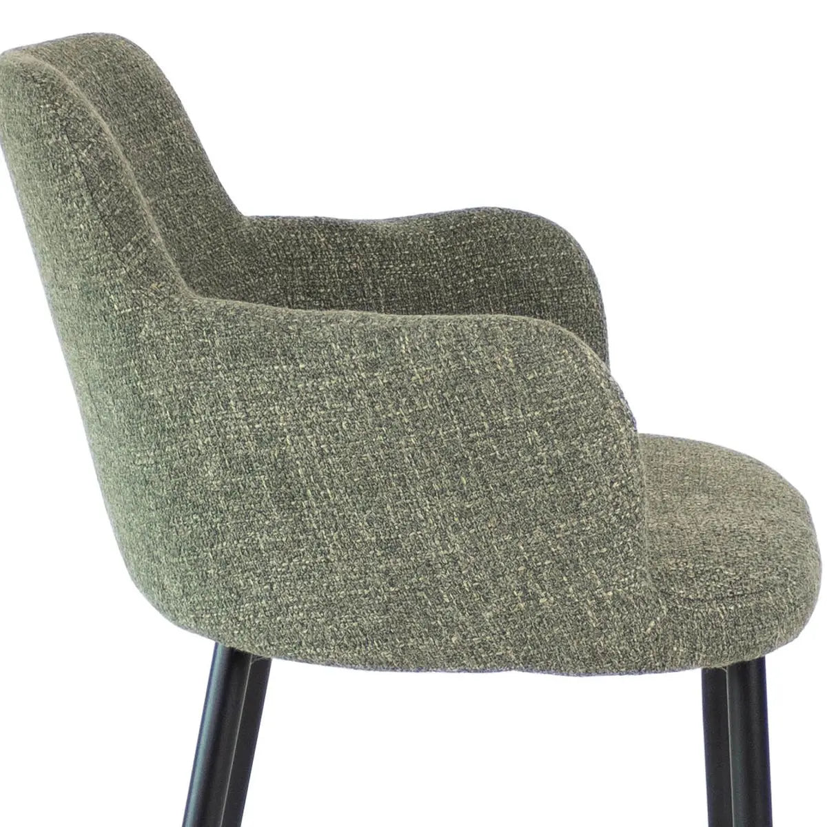 Esszimmerstuhl – Grüne Farbe, Texturstoff Bezug, Schwarzes Metallgestell - Emma | Kick Collection