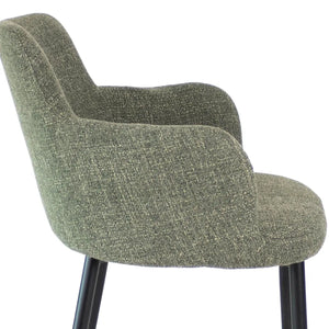 Esszimmerstuhl – Grüne Farbe, Texturstoff Bezug, Schwarzes Metallgestell - Emma | Kick Collection
