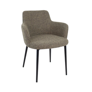 Esszimmerstuhl – Taupe Farbe, Texturstoff Bezug, Schwarzes Metallgestell - Emma | Kick Collection
