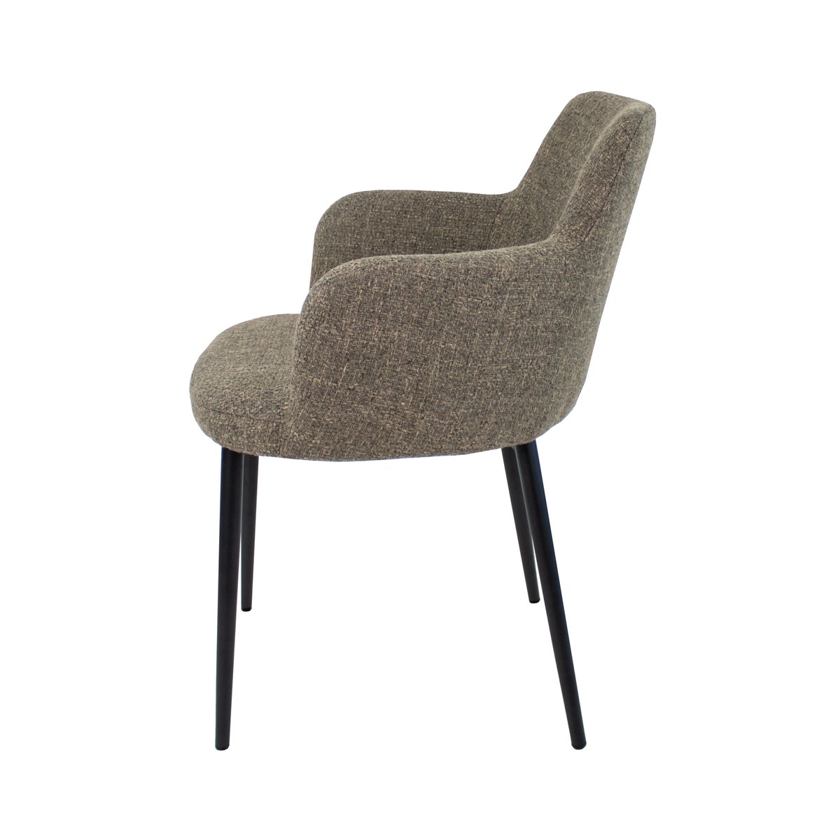 Esszimmerstuhl – Taupe Farbe, Texturstoff Bezug, Schwarzes Metallgestell - Emma | Kick Collection