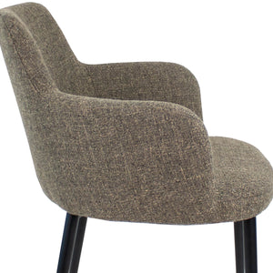 Esszimmerstuhl – Taupe Farbe, Texturstoff Bezug, Schwarzes Metallgestell - Emma | Kick Collection