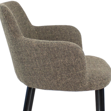 Esszimmerstuhl – Taupe Farbe, Texturstoff Bezug, Schwarzes Metallgestell - Emma | Kick Collection