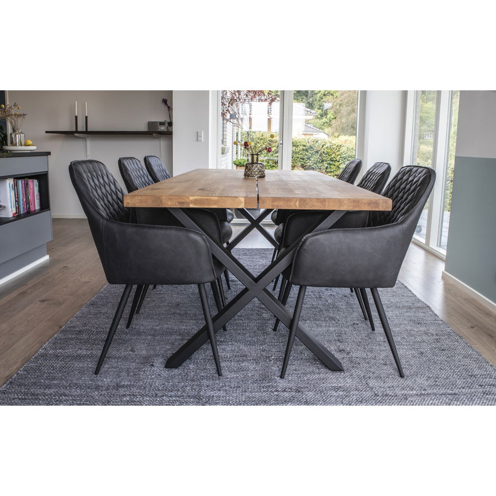 Esszimmerstuhl – Schwarz, PU-Lederbezug, Schwarzes Metallgestell - Harbo | House Nordic