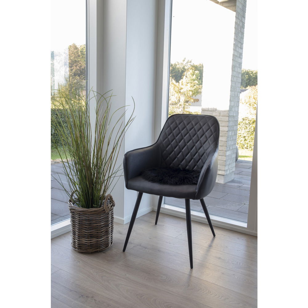 Esszimmerstuhl – Schwarz, PU-Lederbezug, Schwarzes Metallgestell - Harbo | House Nordic
