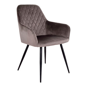 Esszimmerstuhl - Hellbrauner Samt, Schwarze Metallbeine, 87 cm Höhe - Harbo | House Nordic