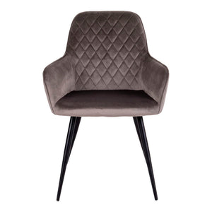 Esszimmerstuhl - Hellbrauner Samt, Schwarze Metallbeine, 87 cm Höhe - Harbo | House Nordic