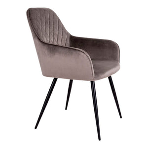 Esszimmerstuhl - Hellbrauner Samt, Schwarze Metallbeine, 87 cm Höhe - Harbo | House Nordic