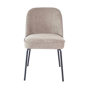 Esszimmerstuhl – Taupe Farbe, Weicher Stoff, Runde Rückenlehne - Britt | Kick Collection