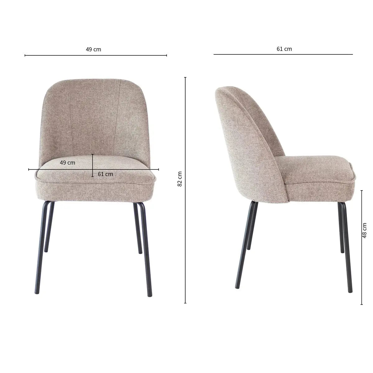 Esszimmerstuhl – Taupe Farbe, Weicher Stoff, Runde Rückenlehne - Britt | Kick Collection