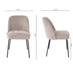 Esszimmerstuhl – Taupe Farbe, Weicher Stoff, Runde Rückenlehne - Britt | Kick Collection