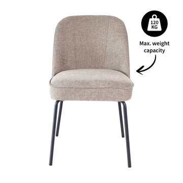 Esszimmerstuhl – Taupe Farbe, Weicher Stoff, Runde Rückenlehne - Britt | Kick Collection