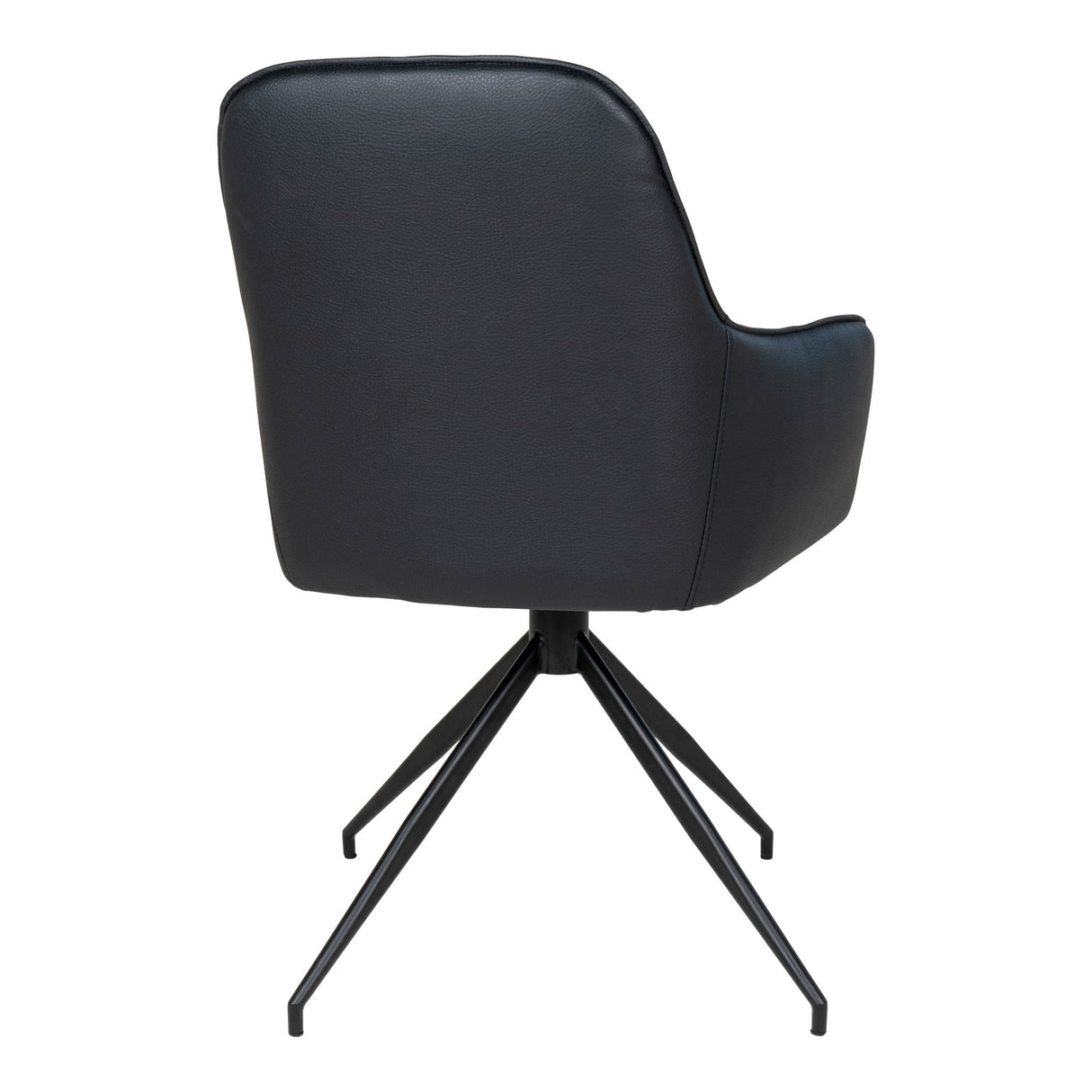 Esszimmerstuhl – Schwarzes PU Leder, 360° Drehfunktion, Schwarze Metallbeine - Harbo | House Nordic