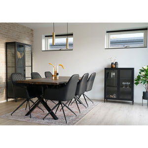 Esszimmerstuhl – Schwarzes PU Leder, 360° Drehfunktion, Schwarze Metallbeine - Harbo | House Nordic