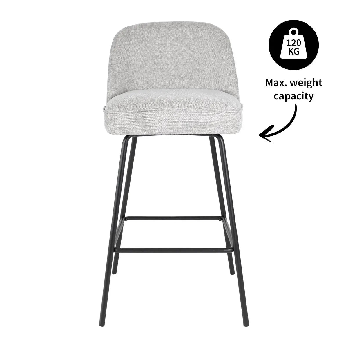 Barstuhl – Texture Stoff, Metall Gestell, Graue Farbe - Lucy | Kick Collection