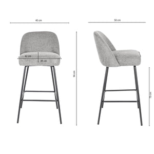 Barstuhl – Texture Stoff, Metall Gestell, Dunkelgraue Farbe - Lucy | Kick Collection