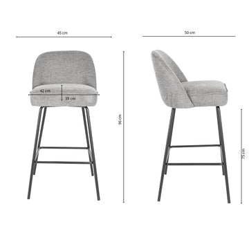 Barstuhl – Texture Stoff, Metall Gestell, Dunkelgraue Farbe - Lucy | Kick Collection